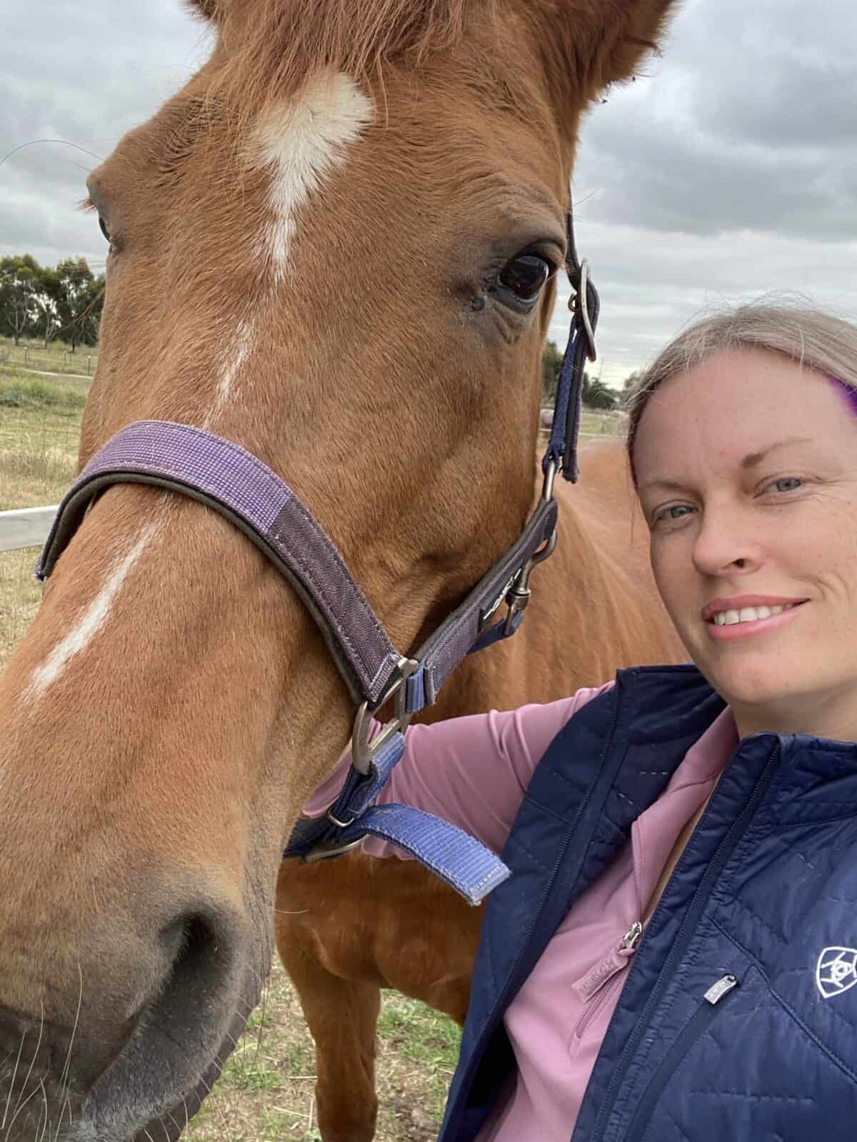 Harrie and Rory not long after she arrived. Horse care training at Australian College of Animal Care.